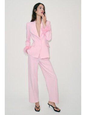 ZARA BLAZER WITH FEATHER CUFFS
